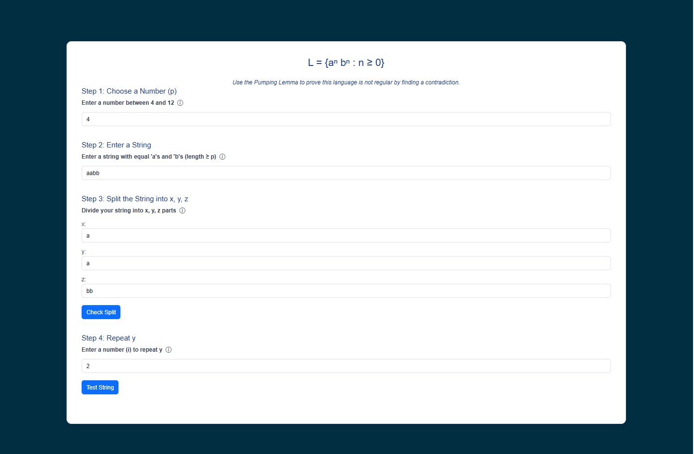 Enter string and values